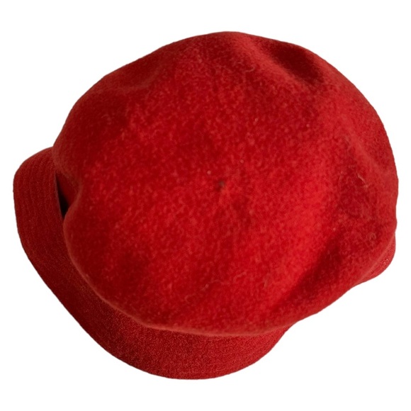 Vintage Banana Republic Red Wool Women's Hat Ribbon Trim Gold Pearl Embellished - Picture 3 of 8